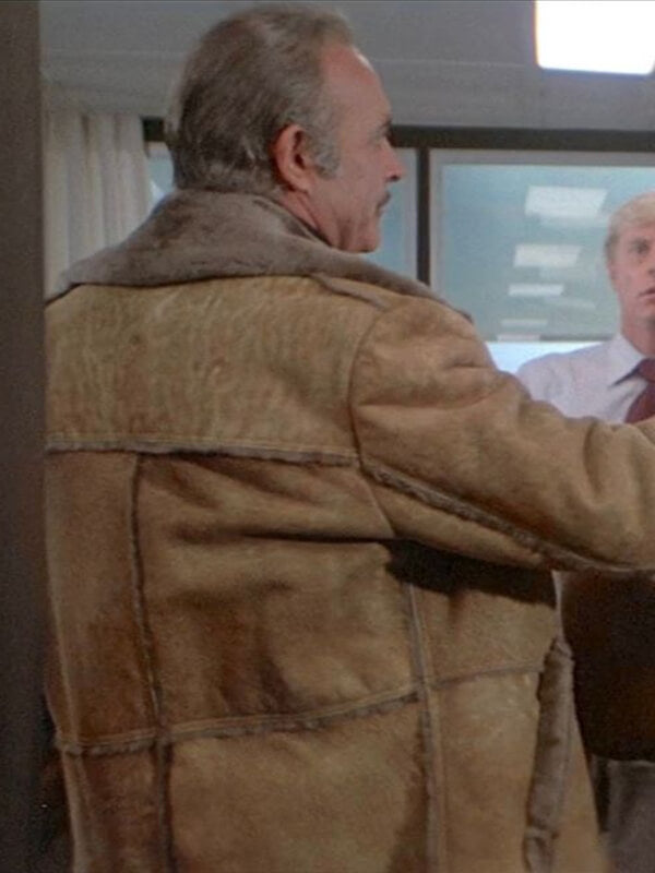 Meteor Vision Sean Connery Brown Suede Shearling Coat