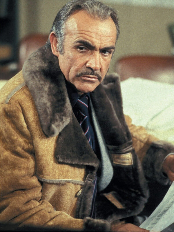 Meteor Vision Sean Connery Brown Suede Shearling Coat