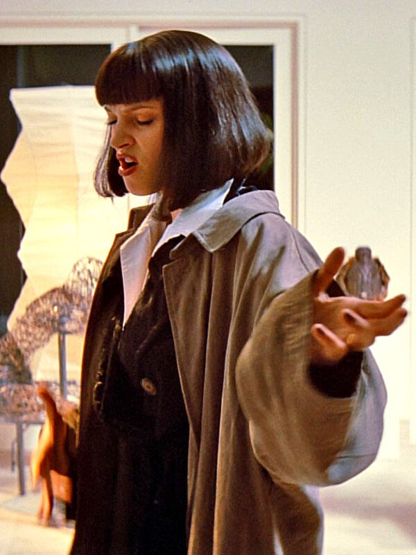 Mia Wallace Pulp Fiction 1994 Brown Cotton Coat