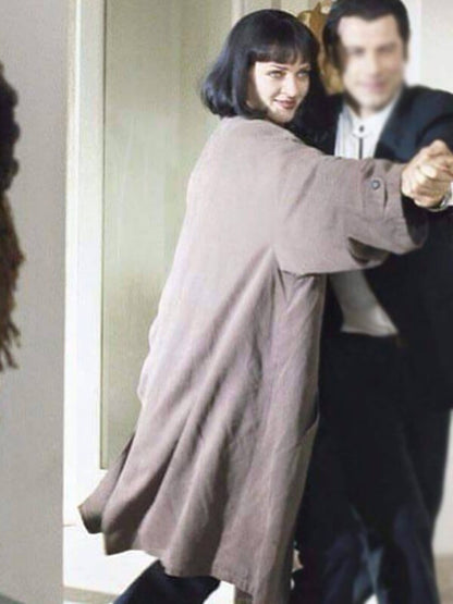 Mia Wallace Pulp Fiction 1994 Brown Cotton Coat