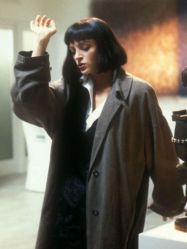 Mia Wallace Pulp Fiction 1994 Brown Cotton Coat