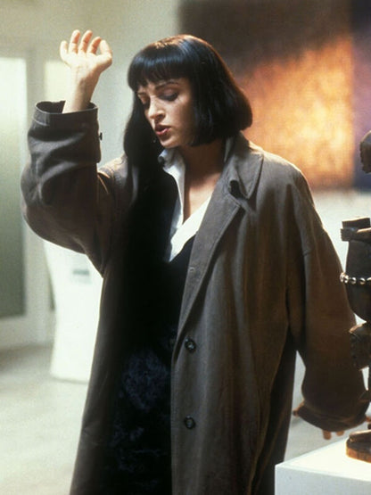 Mia Wallace Pulp Fiction 1994 Brown Cotton Coat
