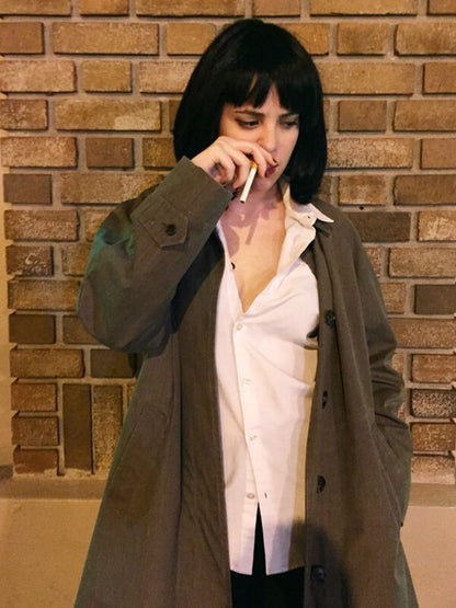 Mia Wallace Pulp Fiction 1994 Brown Cotton Coat