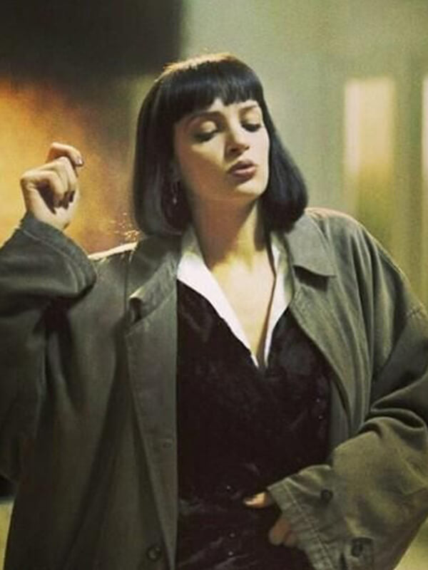 Mia Wallace Pulp Fiction 1994 Brown Cotton Coat