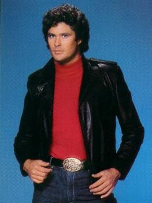 Michael Knight Knight Rider Black Leather Biker Jacket