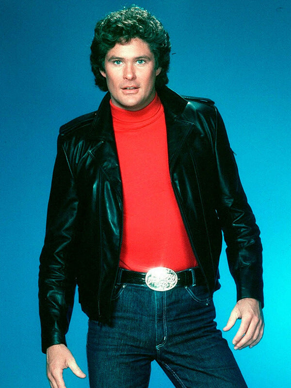 Michael Knight Knight Rider Black Leather Biker Jacket