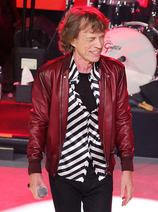 Mick Jagger Rolling Stones Bomber Leather Jacket