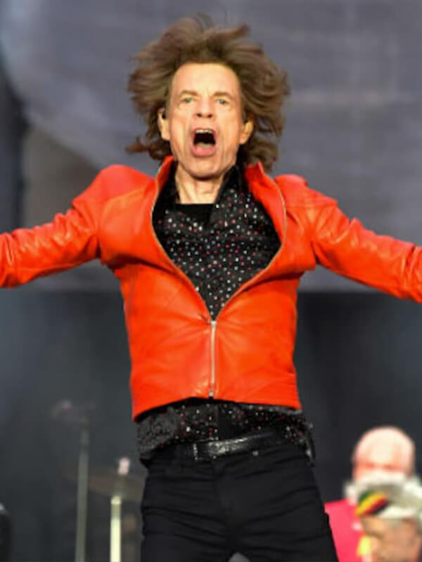 Mick Jagger The Rolling Stones Orange Leather Jacket