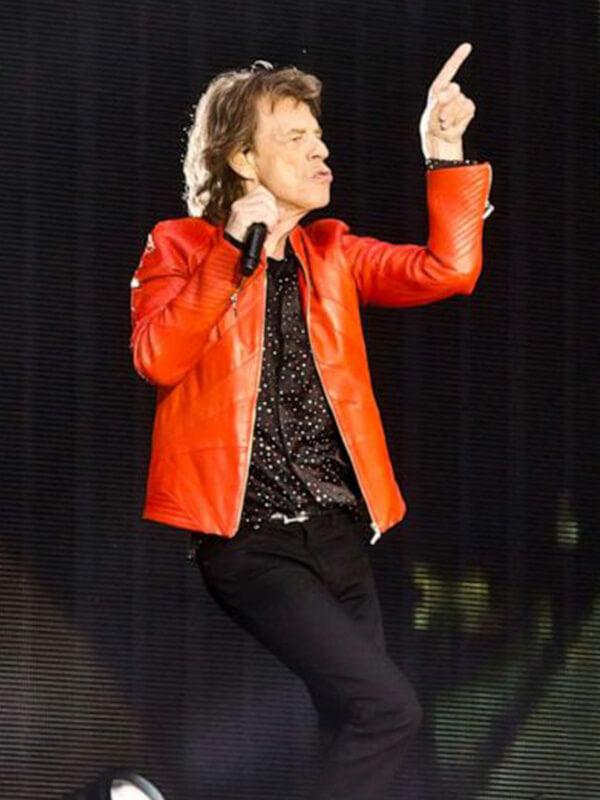 Mick Jagger The Rolling Stones Orange Leather Jacket