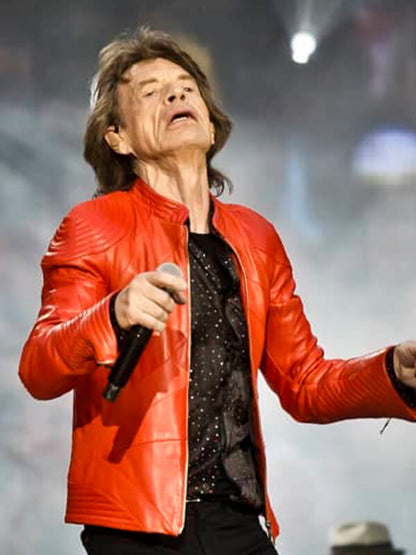 Mick Jagger The Rolling Stones Orange Leather Jacket