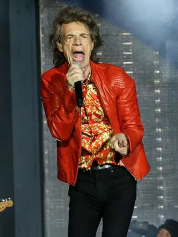 Mick Jagger The Rolling Stones Orange Leather Jacket