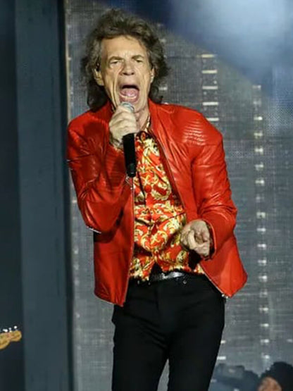 Mick Jagger The Rolling Stones Orange Leather Jacket