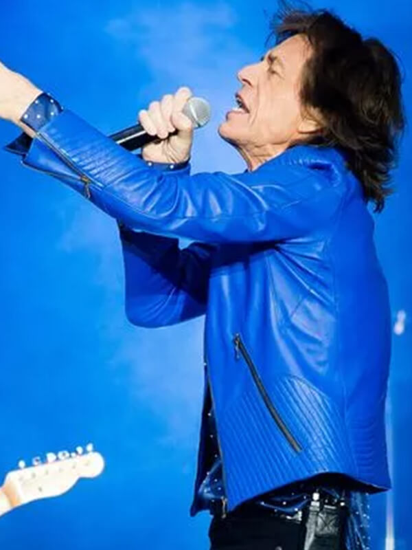 Mick Jagger Vibrant Blue Leather Jacket
