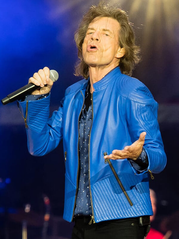 Mick Jagger Vibrant Blue Leather Jacket