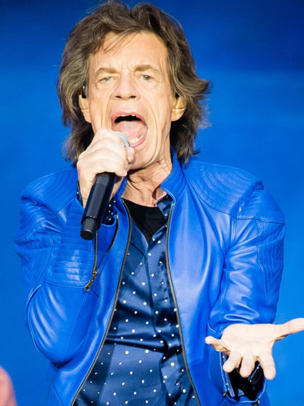 Mick Jagger Vibrant Blue Leather Jacket