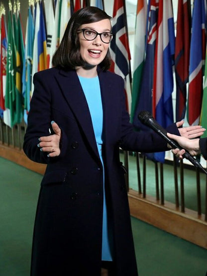 Millie Bobby Brown Blue Wool Coat
