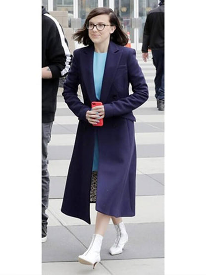Millie Bobby Brown Blue Wool Coat