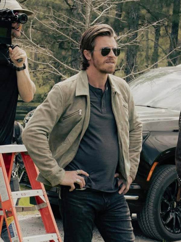 Mitch Keller Tulsa King Gray Suede Leather Jacket