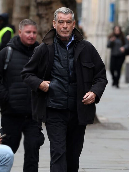 MobLand S01 Pierce Brosnan Black Wool Coat