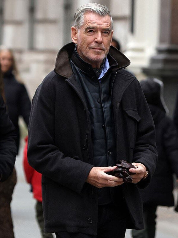 MobLand S01 Pierce Brosnan Black Wool Coat