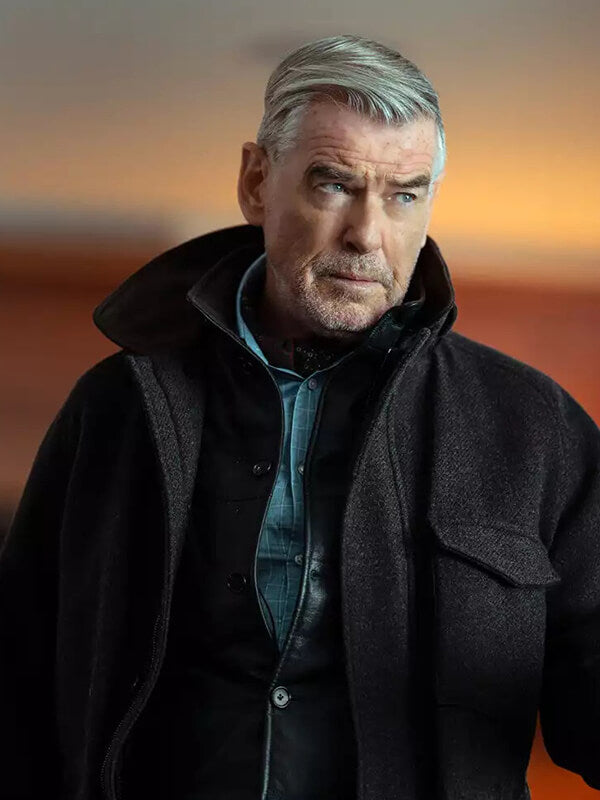 MobLand S01 Pierce Brosnan Black Wool Coat