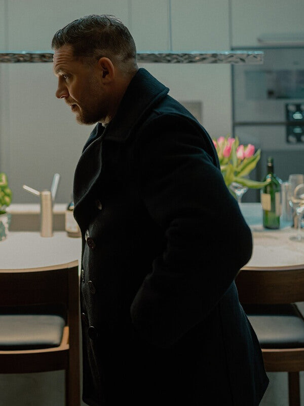 MobLand S01 Tom Hardy Blue Wool Peacoat