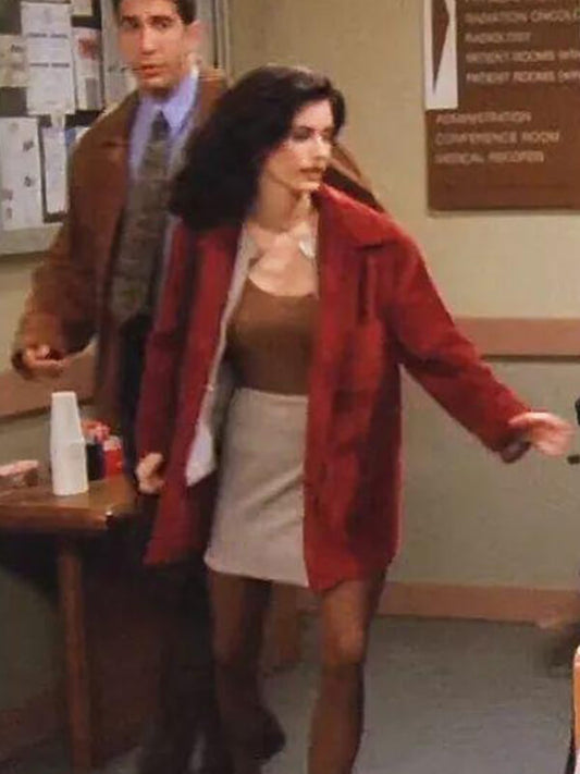 Monica Geller Friends S01 Red Corduroy Coat