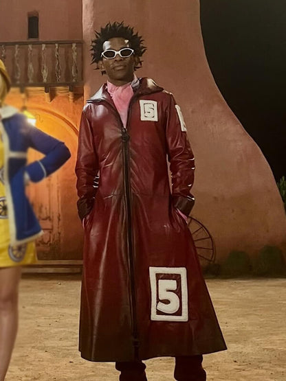 Mr 5 One Piece S02 Camrus Johnson Maroon Leather Coat