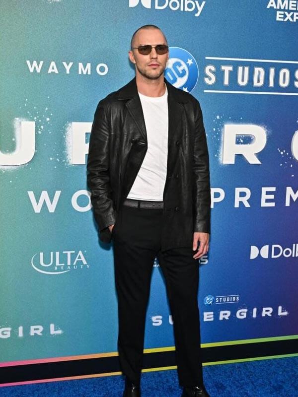 Nicholas Hoult Supergirl 2026 Premiere Leather Blazer