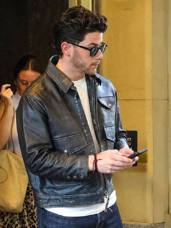 Nick Jonas Power Ballad 2026 Premiere Leather Jacket