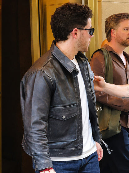 Nick Jonas Power Ballad 2026 Premiere Leather Jacket