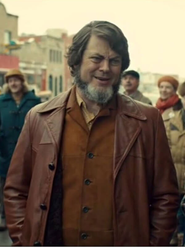 Nick Offerman Fargo Brown Leather Coat