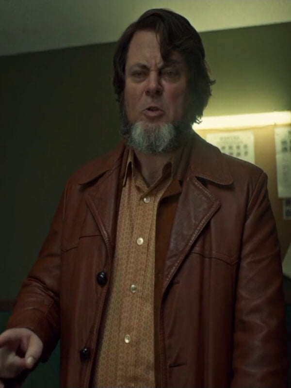 Nick Offerman Fargo Brown Leather Coat