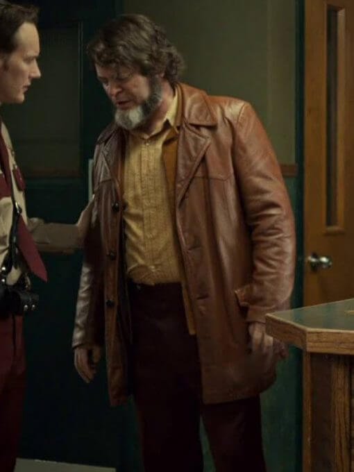 Nick Offerman Fargo Brown Leather Coat