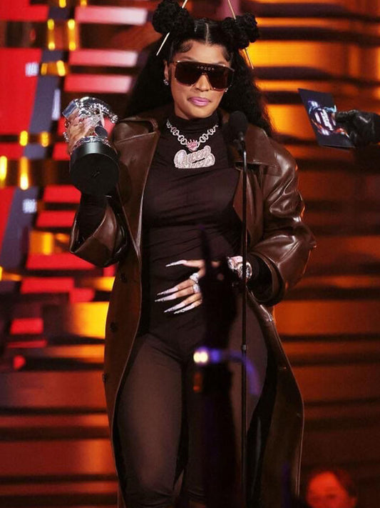 Nicki Minaj MTV Awards Brown Leather Jacket