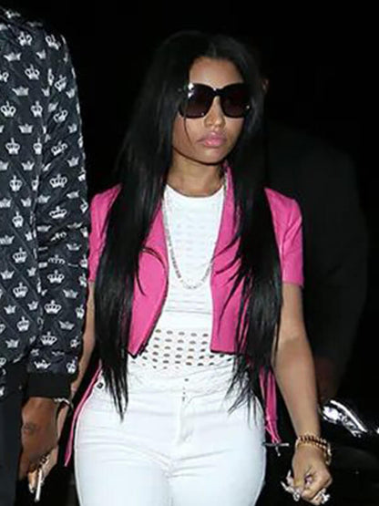 Nicki Minaj Pink Leather Cropped Jacket