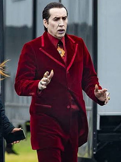 Nicolas Cage Renfield Dracula Red Velvet Coat