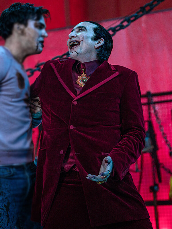 Nicolas Cage Renfield Dracula Red Velvet Coat