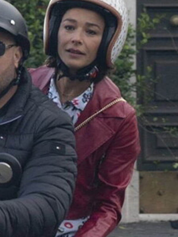 Nicole Grimaudo Solo Mio 2026 Red Leather Jacket