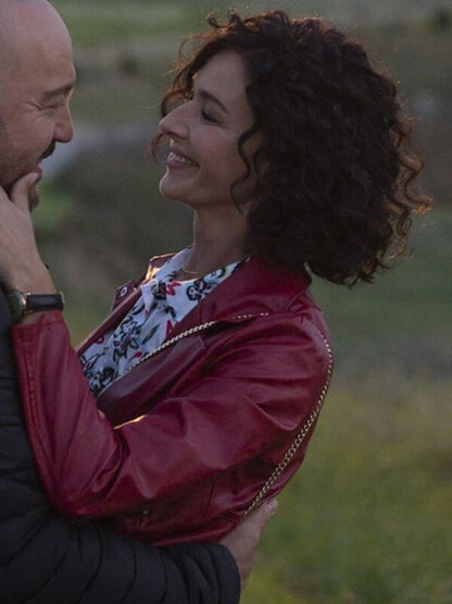 Nicole Grimaudo Solo Mio 2026 Red Leather Jacket