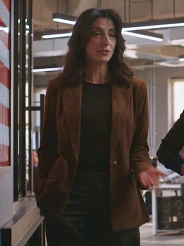 Nikki Reynard CIA 2026  Brown Suede Blazer