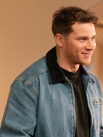 Oliver Stark 9-1-1 S08 Evan Buckley Blue Denim Jacket