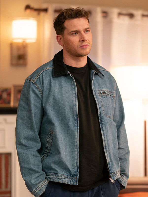 Oliver Stark 9-1-1 S08 Evan Buckley Blue Denim Jacket