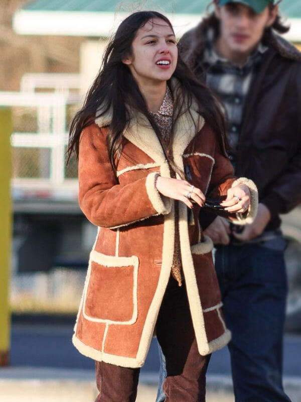 Olivia Rodrigo Brown Suede Shearling Coat