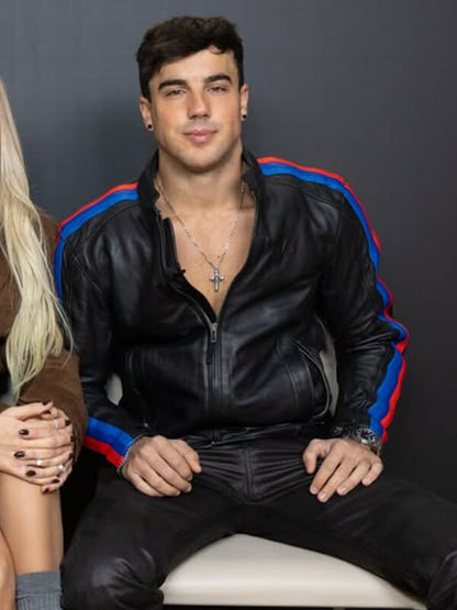 Oscar Casas Idolos 2026 Biker Black Leather Jacket