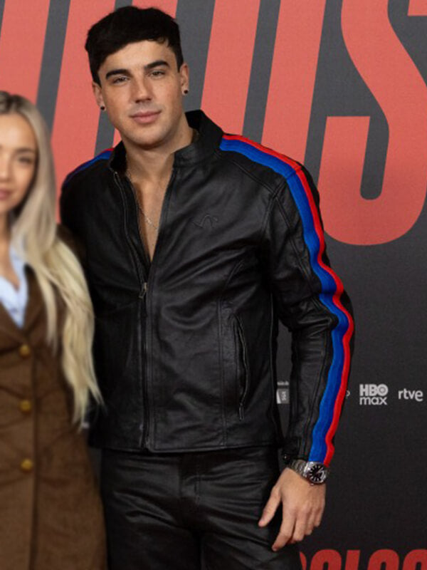 Oscar Casas Idolos 2026 Biker Black Leather Jacket