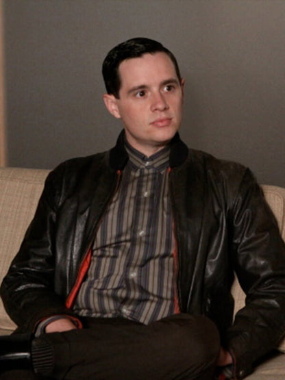 Patrick Cavanaugh Mad Men Smitty Smith Bomber Leather Jacket