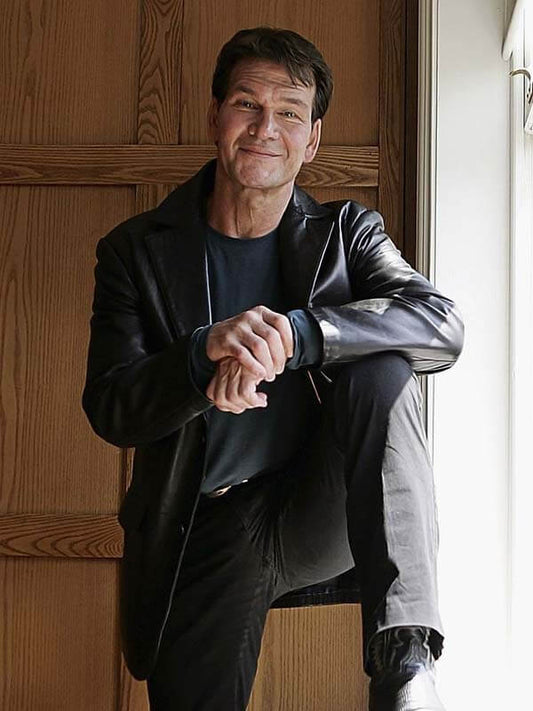 Patrick Swayze Black Leather Blazer