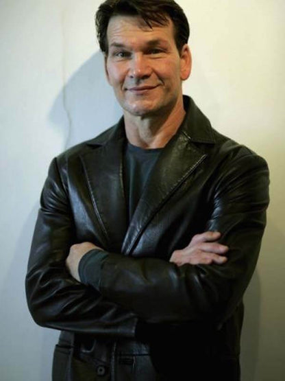 Patrick Swayze Black Leather Blazer