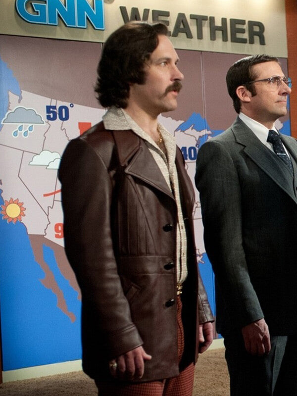 Paul Rudd Anchorman 2 Brian Brown Leather Jacket